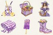 Purple Gingham Summer Clipart, an Illustration by OK Design (Thumbnail 3 of 5)