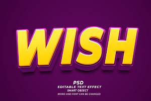 Wish PSD 3d Editable Text Effect