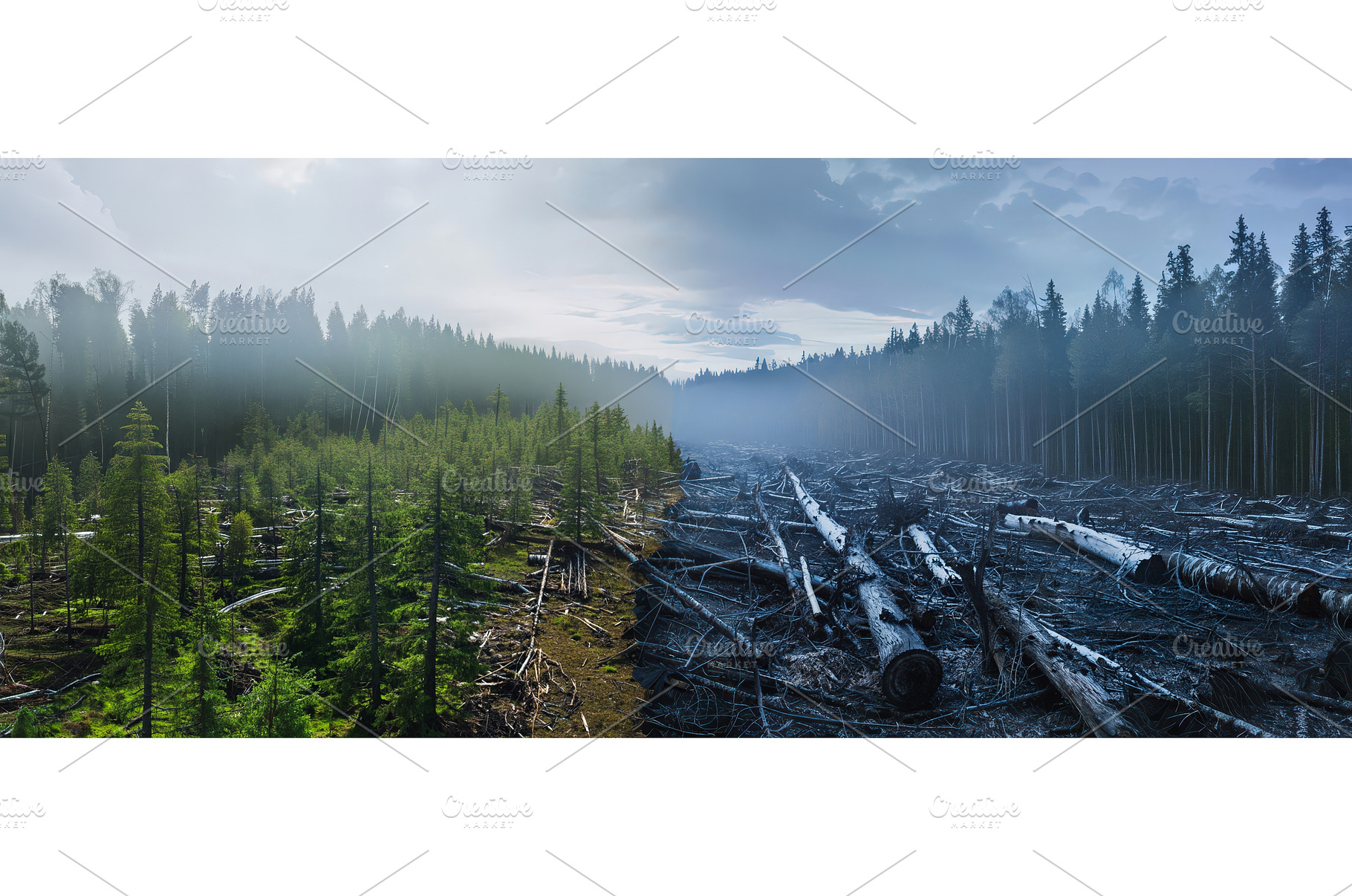 Deforestation contrast between, an Industrial Photo by piter.goskov