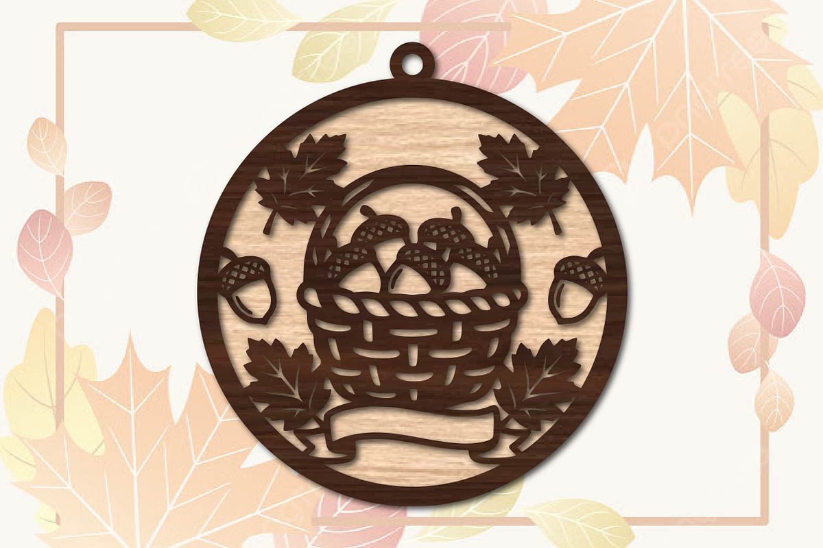 Autumn Acorn Basket Laser Cut SVG, an Object Graphic by DreamPrint404 (Photo 2 of 3)