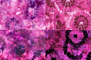 Magenta Tye-Dye Seamless Patterns