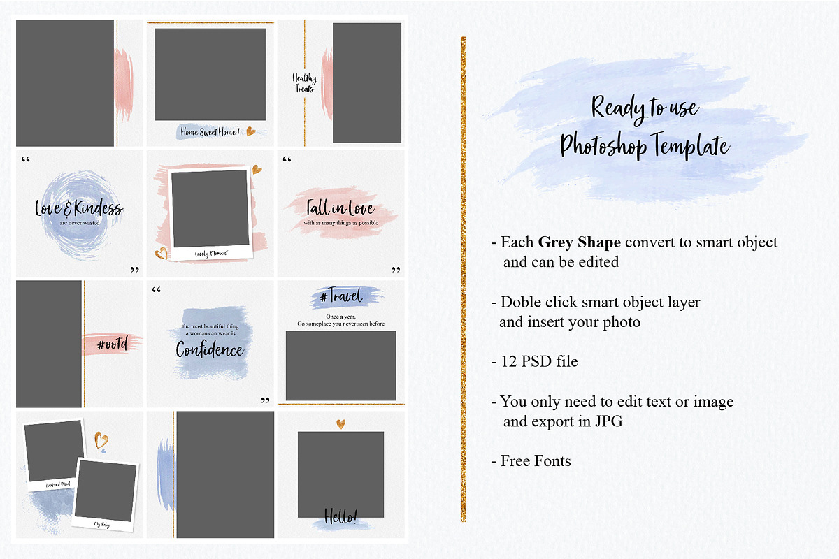 Watercolour Instagram Feeds Template, a Social Media Template by An Design (Photo 5 of 5)