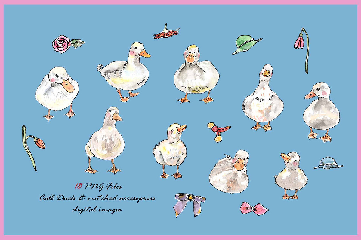 Call Duck Clipart Digital Paper, an Illustration by VianneArt (Photo 3 of 7)