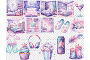 Pajama Party Clipart Galentines Day, a Decorative Illustration by GlamArtZhanna (Thumbnail 5 of 5)