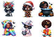 Black Girl Halloween Clipart Bundle, an Illustration by DreamArtGraphic (Thumbnail 3 of 5)