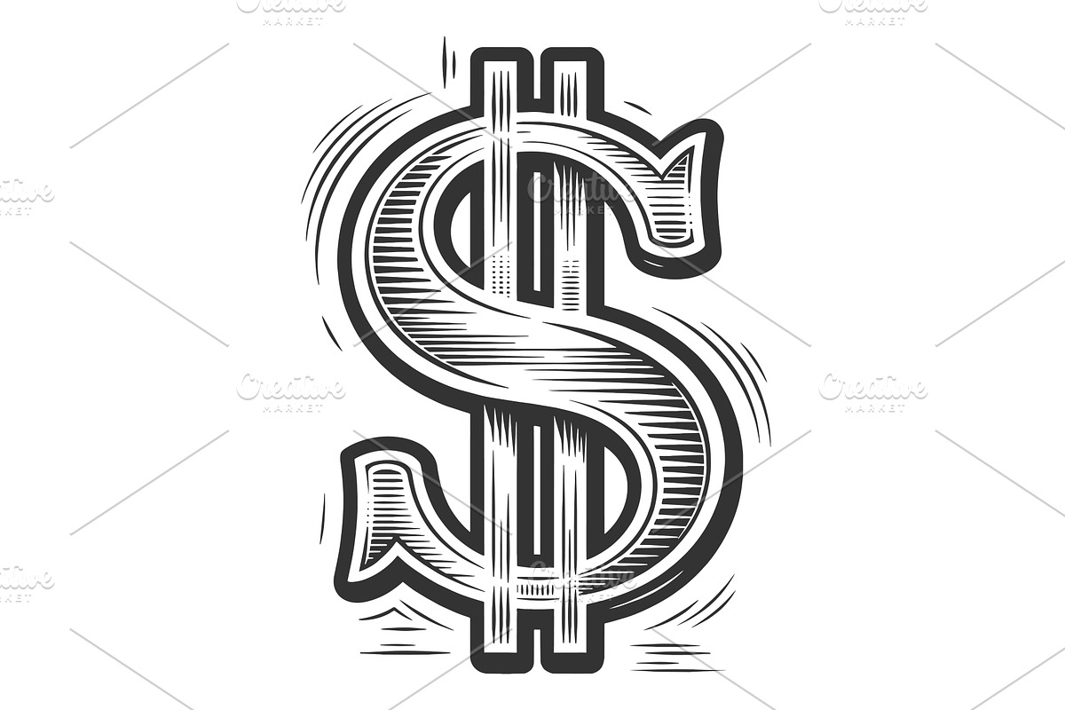 Decorative Dollar Sign Symbol vector, a Finance Illustration by AlexArt
