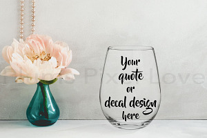 Pretty stemless wine glass mockup