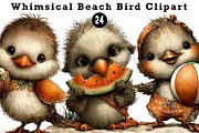 Whimsical Beach Bird Clipart, a Seasonal Illustration by CreationArt (Thumbnail 1 of 5)