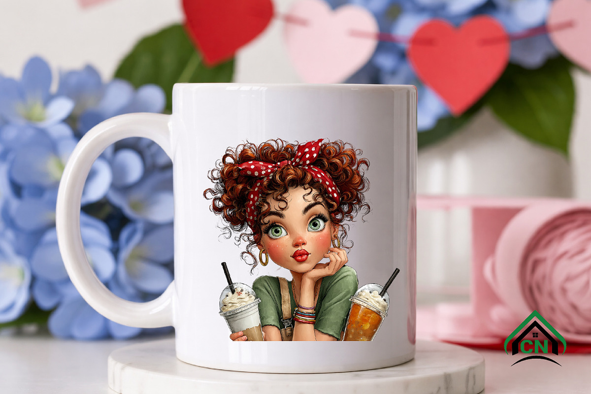 Whimsical Summer Coffee Girl Clipart, an Illustration by Craft Nest (Photo 12 of 12)