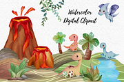 Cute Dinosaurs V2 watercolor clipart, an Illustration by AkiraVilla (Thumbnail 5 of 10)