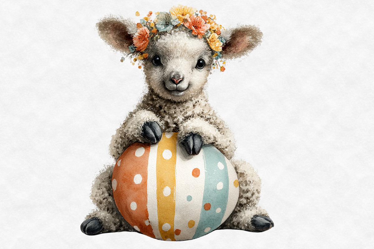 cute Easter lamb clipart, an Illustration by Designworld (Photo 5 of 5)