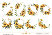 Watercolor Sunflower Clipart Bundle, an Illustration by MockupWizard (Thumbnail 3 of 5)