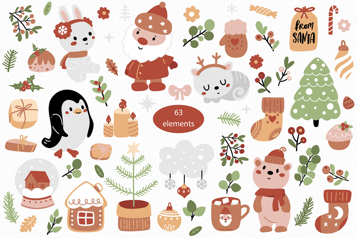 Christmas collection with animals, a Graphic by rosypatterns (Photo 3 of 9)