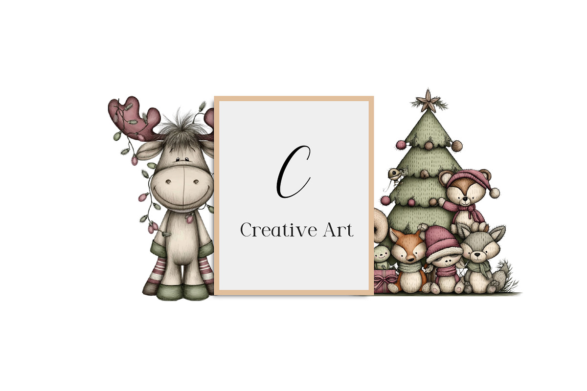 Whimsical Christmas Animals Clipart, an Illustration by Creative Art (Photo 10 of 11)