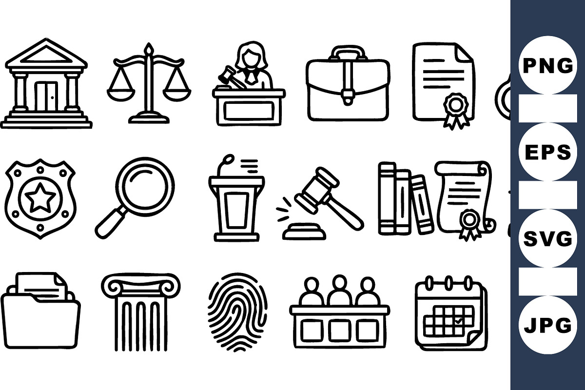 Legal Law Icon Clipart Set, an Illustration by designvectx (Photo 1 of 3)