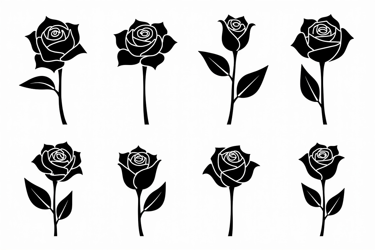 set of vector roses silhouettes, an Illustration by Amazin_art (Photo 2 of 17)