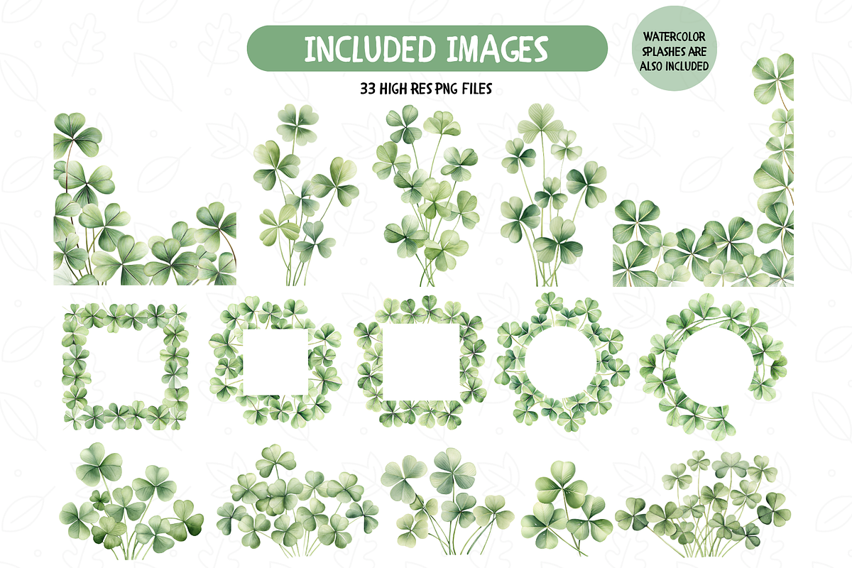 Watercolor Shamrock Clipart Bundle, an Illustration by TatiMockup (Photo 3 of 4)
