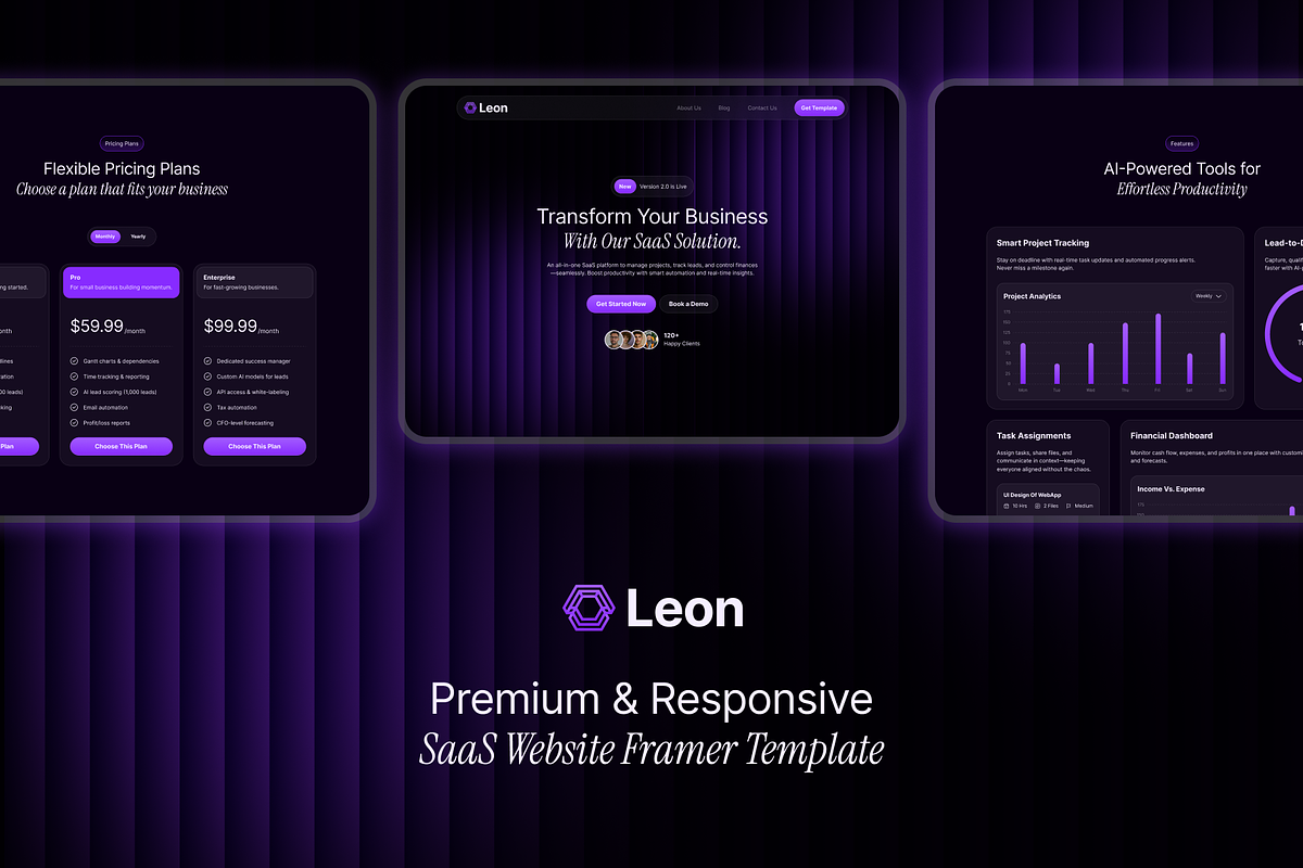 Leon - SaaS Website Framer Template, an UI Kit Template by UI/UX Ocean (Photo 4 of 4)