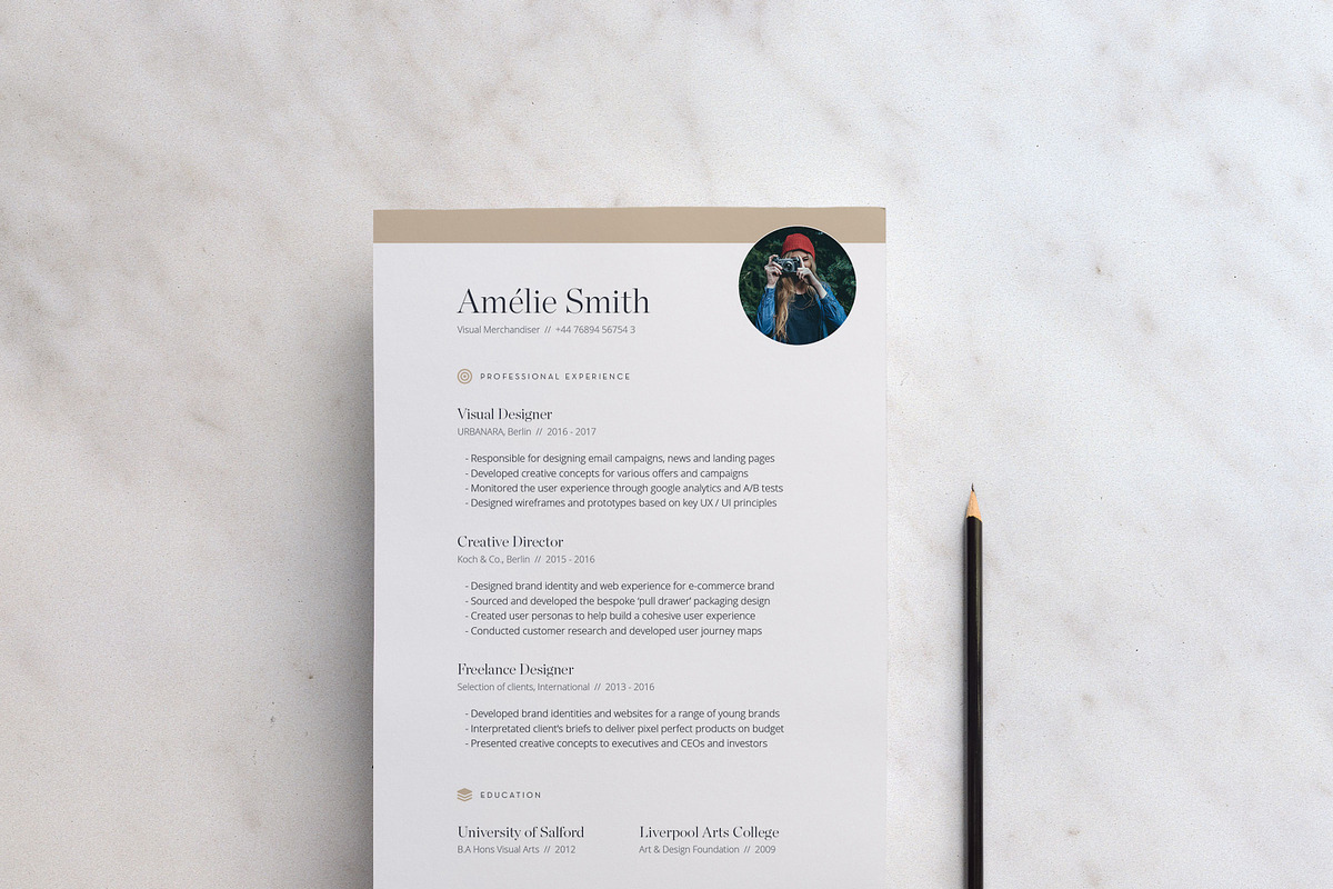 Elegant Rose Gold A4 Resume Template, a Resume Template by Mindful Mapbooks Co. (Photo 2 of 6)