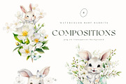 Watercolor easter bunnies clipart, an Animal Illustration by MariGraphic boutique (Thumbnail 2 of 10)