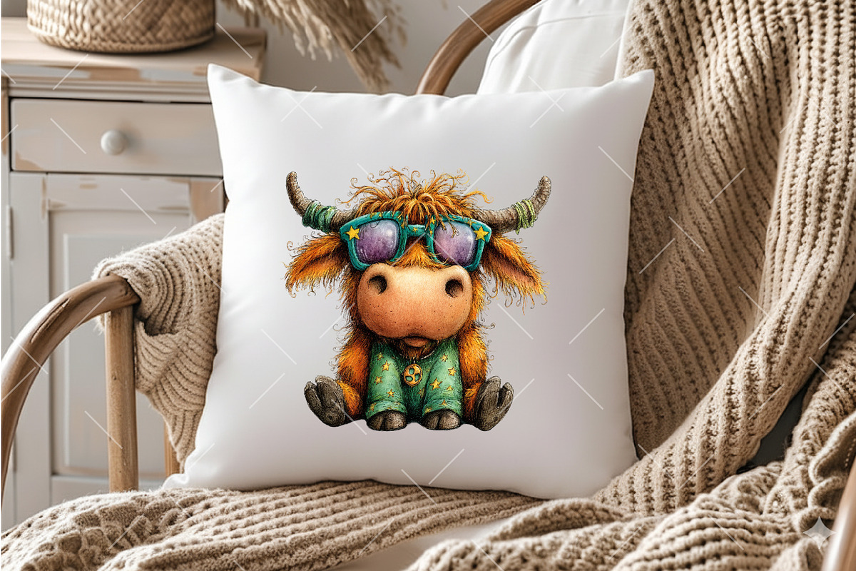 Patriotic Highland Cow Clipart, an Illustration by OK Design (Photo 6 of 6)