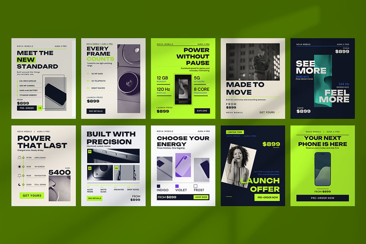 Smartphone Launch Instagram Carousel, a Social Media Template by Pitchlook.Studio (Photo 2 of 3)