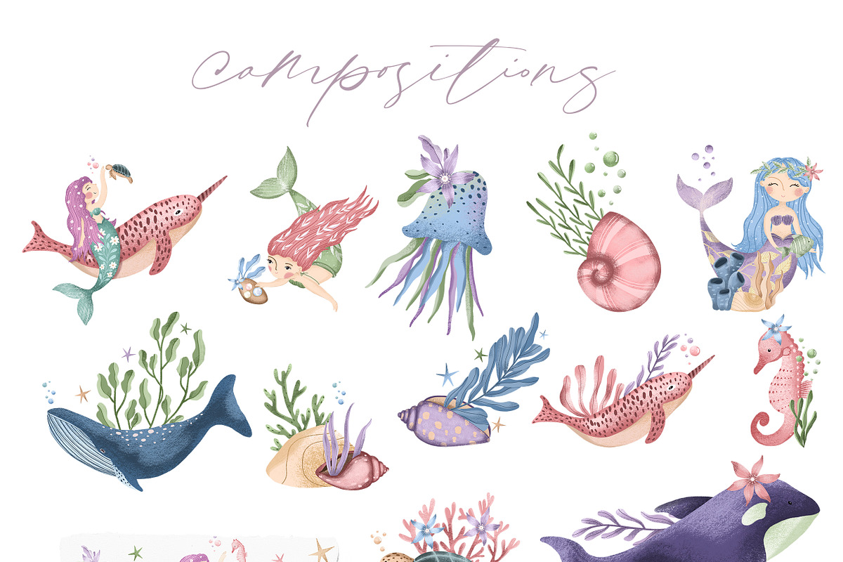 Ocean clipart & digital paper, a Decorative Illustration by Yelloo Fish (Photo 9 of 19)
