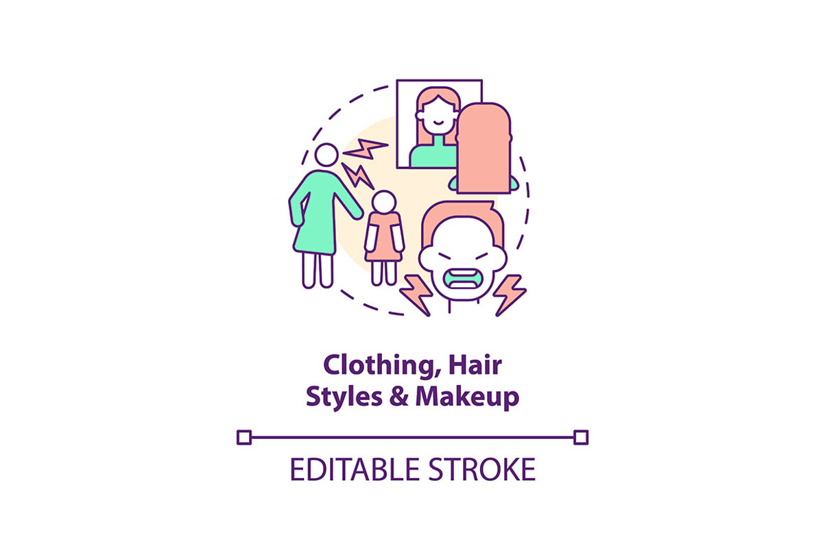 Clothing, hair styles and makeup, an Outline Icon by IMG Visuals
