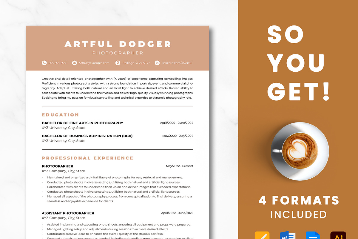 Photographer Resume Template, a Resume Template by ResumeInventor (Photo 8 of 9)
