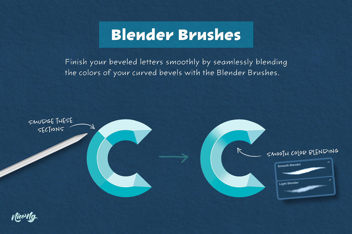 Bevel Letters Procreate Brushes, a Brush Add-On by Nico-Ng (Photo 13 of 17)