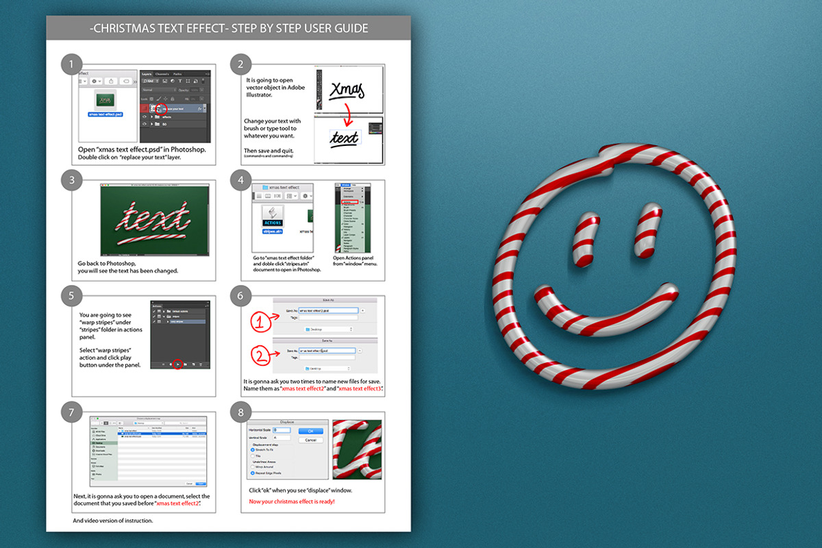 Christmas Candy Text Effect, a Layer Style Add-On by Evlogiev Studio (Photo 4 of 5)