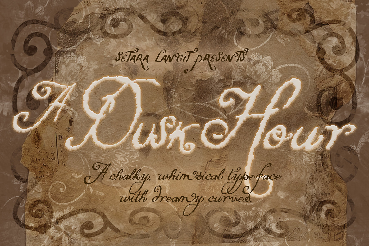 A Dusk Hour – Whimsical Typeface, a Script Font by Setara Langit CreativeStd (Photo 1 of 13)