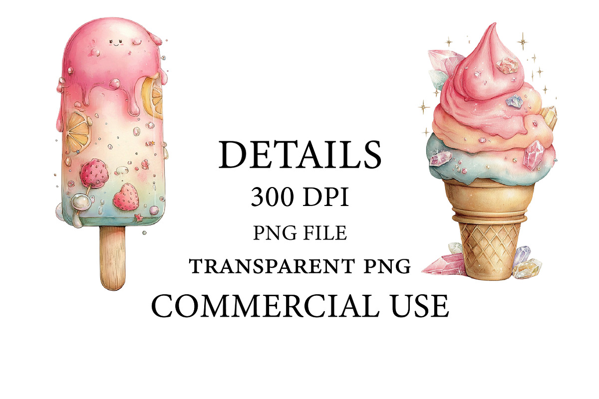 Whimsical ice cream Clipart, a Seasonal Illustration by Designworld (Photo 3 of 10)