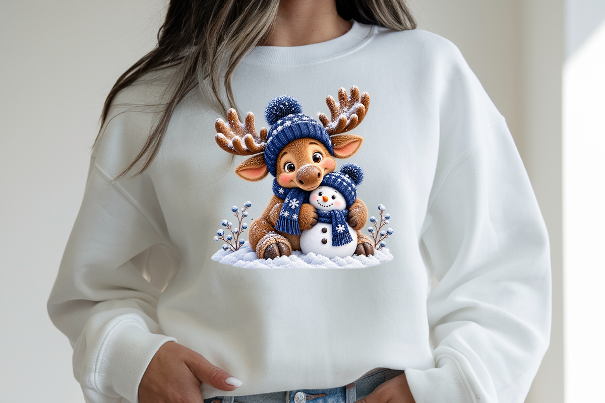 Snowy Reindeer Hugging Snowman, a Seasonal Illustration by Printable Design Store (Photo 3 of 3)