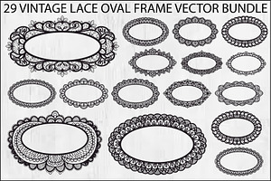 Vintage Lace Oval Frame Bundle, an Illustration by yasushie