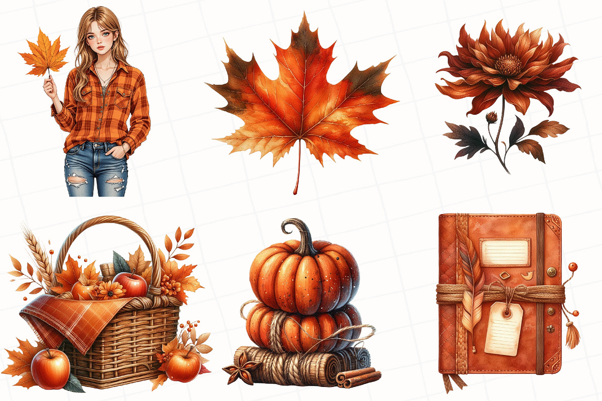 Burnt Orange Autumn Clipart, an Illustration by OK Design (Photo 2 of 5)