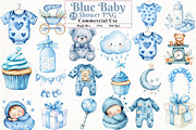 Watercolor Blue Baby Shower PNG Clip, an Illustration by Watercolor design (Thumbnail 1 of 12)