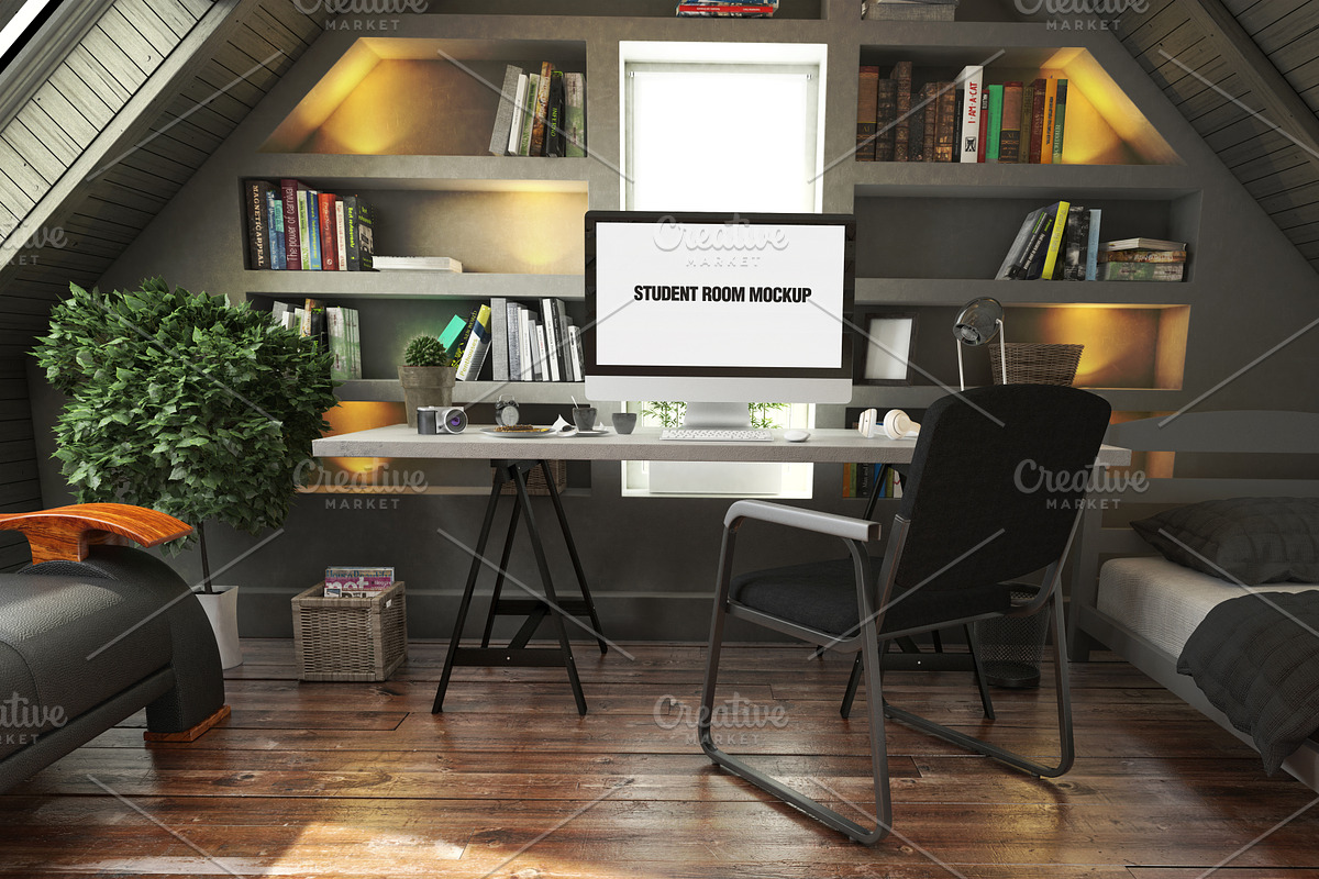 Student Room Mock-Up, a Household Mockup by IsometricWorld (Photo 5 of 7)