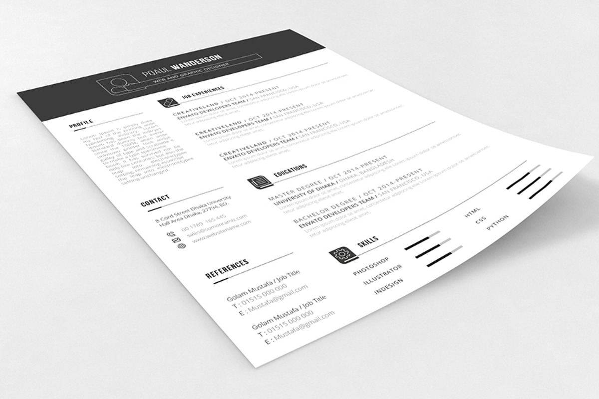 RESUME WITH CV (TWO STYLE), a Resume Template by DesignGhar