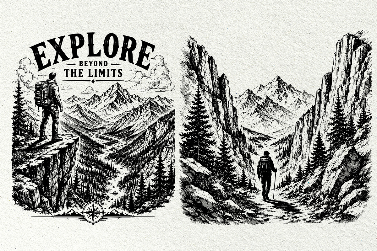 Hiking Scenes Adventure Graphics, a Sport Illustration by DENIDigitalArtSudio (Photo 3 of 7)