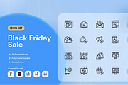 Black Friday Sale Icon Set, an Outline Icon by Nathaya Studio (Thumbnail 1 of 2)