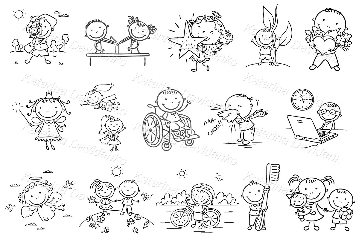 Set of cartoon kids, doodle children, a Person Illustration by Bubert Art (Photo 2 of 4)