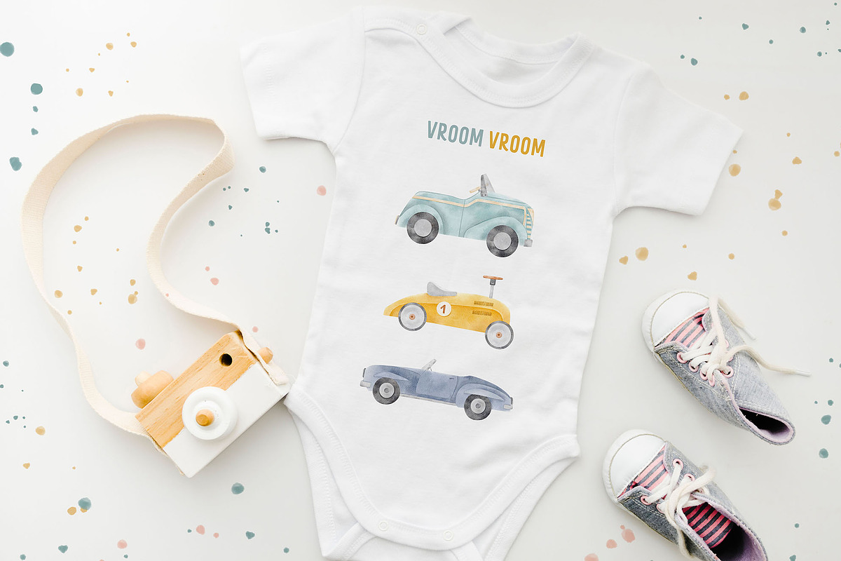Watercolor race and retro car set, a Transportation Illustration by Watercolor Nastasia Art (Photo 5 of 5)