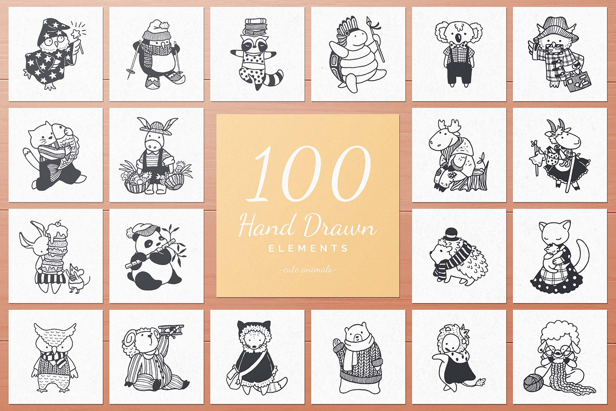 500 Hand Drawn Elements -Bundle II-, an Animal Illustration by Michael Rayback Design (Photo 3 of 5)
