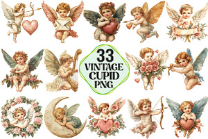 Vintage Cupid Clipart, an Illustration by Pixels.Craft