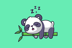 Cute Panda Sleeping on Bamboo Tree, an Animal Illustration by Catalyst Labs
