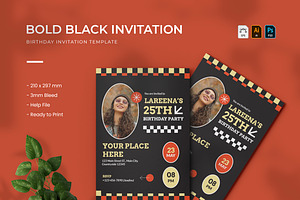 Bold Black - Birthday Invitation, an Invitation Template by VUNIRA
