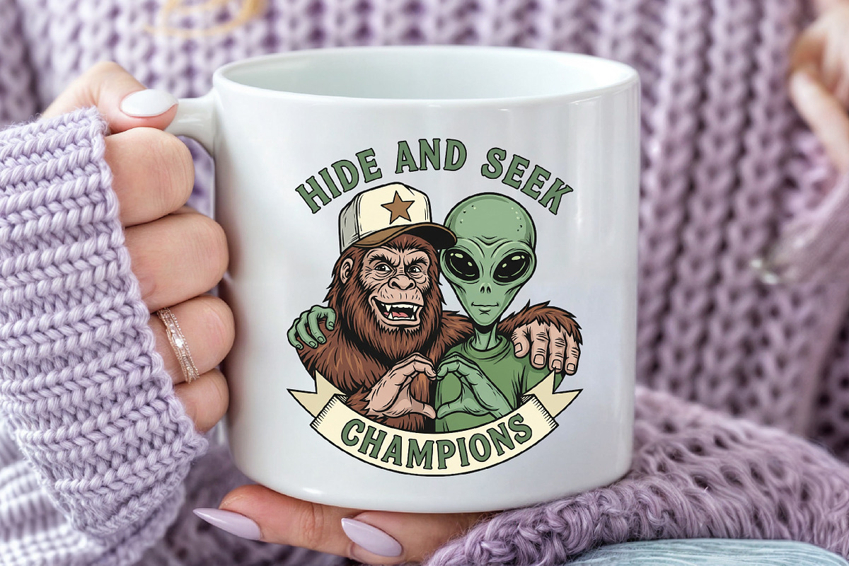 Funny Bigfoot and Alien, an Illustration by Craft Nest (Photo 3 of 6)