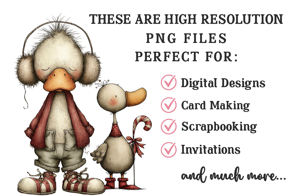 Christmas Whimsical Goose Clipart, an Illustration by OK Design (Photo 3 of 6)