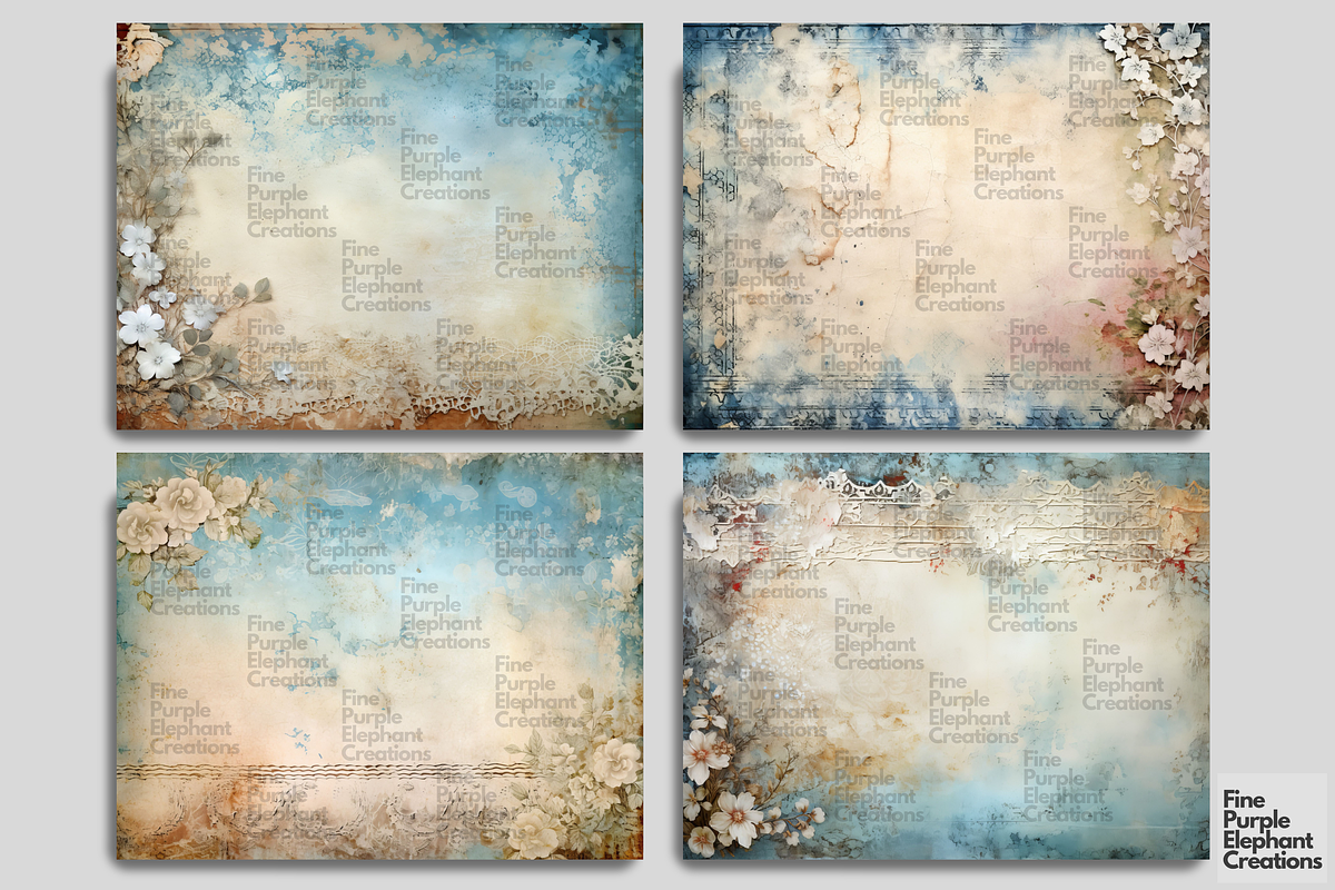 Old Tattered Blue Lace Junk Journal, a Background Graphic by Fine Purple Elephant (Photo 3 of 4)